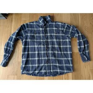 Wrangler Premium Quality Men’s Large 100% Cotton Long Sleeve Blue Plaid RN130273